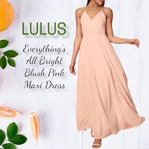 NWT LULUS Everything's All Bright Blush Pink Backless Maxi Dress XL